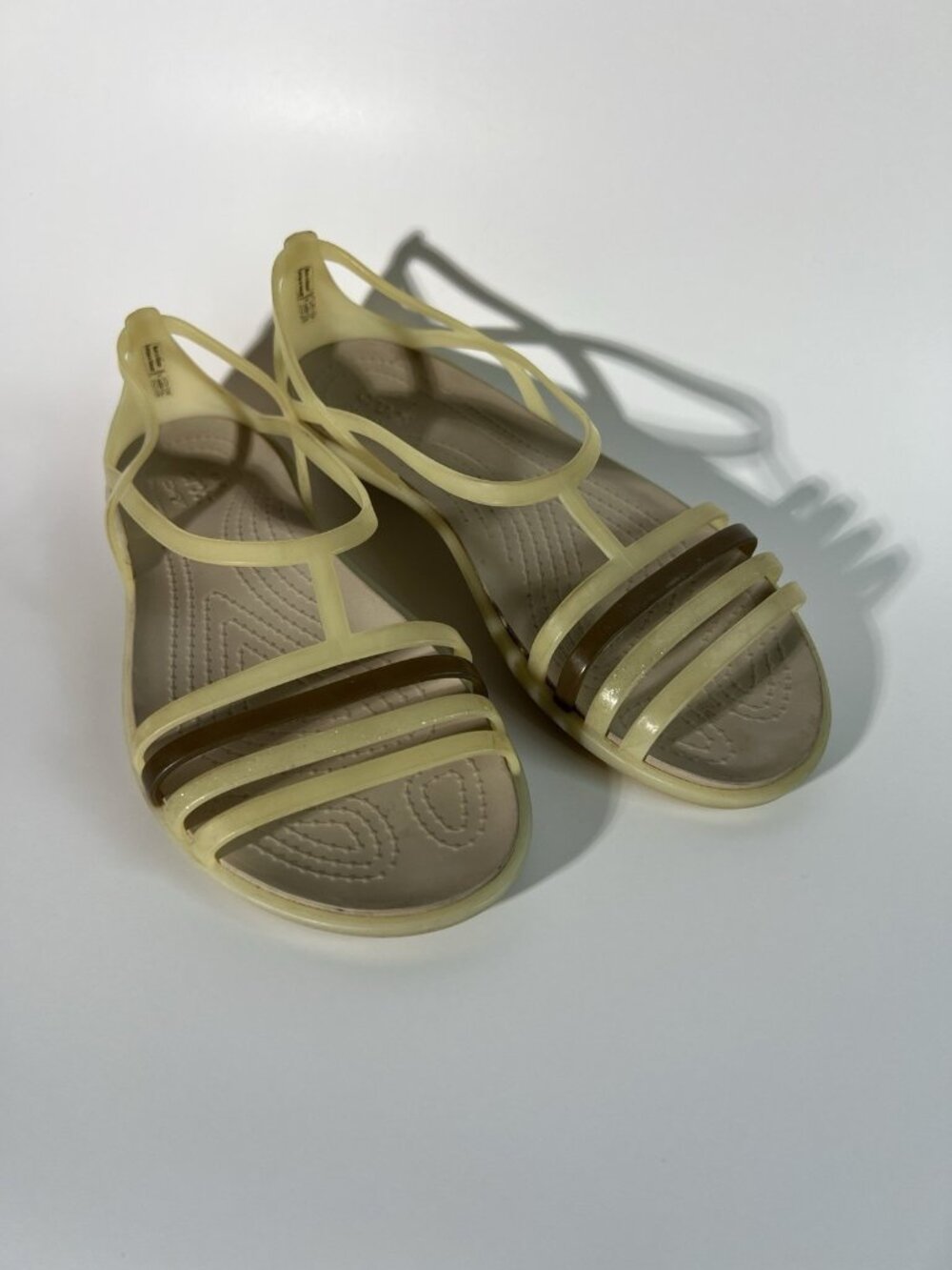 Crocs Isabella Flat Beige Jelly Sandal, Casual Comfort Strappy Women's Sz 7